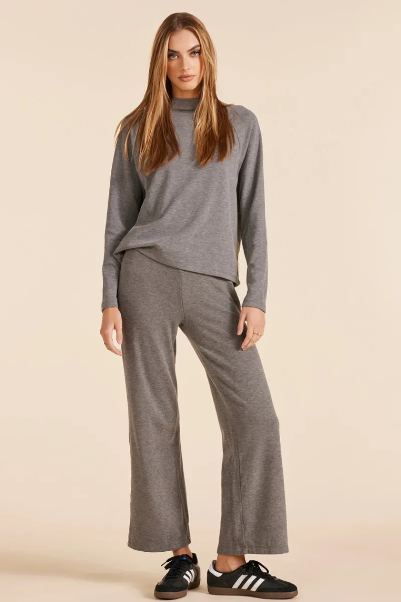 Sweaters|Tops*bobi Los Angeles RAGLAN MOCK NECK TOP CHARCOAL