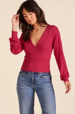 Tops*bobi Los Angeles RAGLAN SURPLICE TOP BERRIES