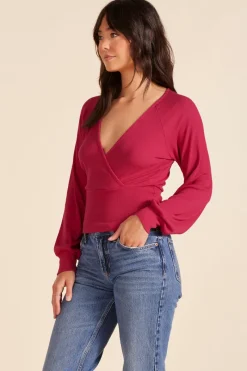 Tops*bobi Los Angeles RAGLAN SURPLICE TOP BERRIES