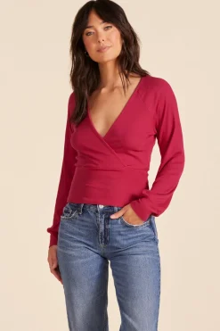 Tops*bobi Los Angeles RAGLAN SURPLICE TOP BERRIES