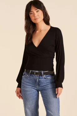 Tops*bobi Los Angeles RAGLAN SURPLICE TOP BLACK