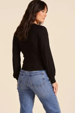 Tops*bobi Los Angeles RAGLAN SURPLICE TOP BLACK