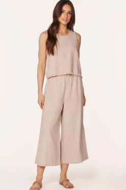 Bottoms*bobi Los Angeles RAW EDGE CROPPED PANT SANDY