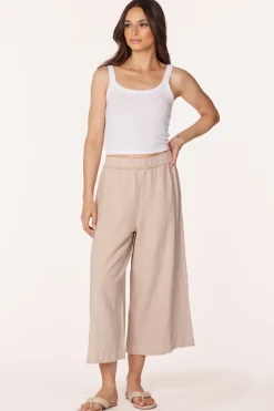 Bottoms*bobi Los Angeles RAW EDGE CROPPED PANT SANDY