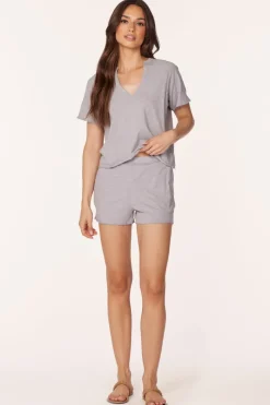 Bottoms*bobi Los Angeles RAW EDGE DETAIL SHORTS PEBBLE