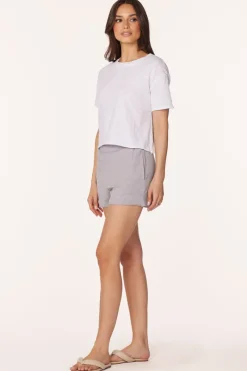 Bottoms*bobi Los Angeles RAW EDGE DETAIL SHORTS PEBBLE