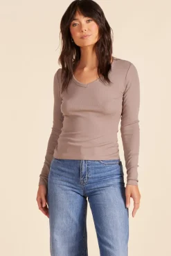 Tops*bobi Los Angeles RIBBED LONG SLEEVE TEE MUSHROOM