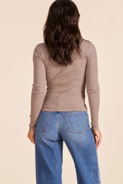 Tops*bobi Los Angeles RIBBED LONG SLEEVE TEE MUSHROOM