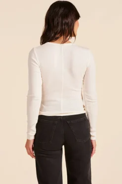 Tops*bobi Los Angeles RIBBED LONG SLEEVE TEE PARCHMENT