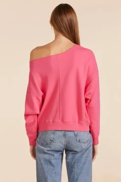 Sweaters|Tops*bobi Los Angeles RIB MIX BOATNECK SWEATSHIRT HOT FUCHSIA