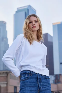 Sweaters|Tops*bobi Los Angeles RIB MIX CREWNECK SWEATSHIRT WHITE