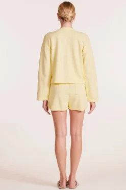 Bottoms*bobi Los Angeles ROLL CUFF TIE WAIST SHORT PALE YELLOW