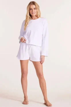 Bottoms*bobi Los Angeles ROLL CUFF TIE WAIST SHORT WHITE