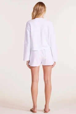 Bottoms*bobi Los Angeles ROLL CUFF TIE WAIST SHORT WHITE