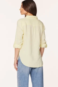 Tops*bobi Los Angeles ROLL SLEEVE BUTTON FRONT SHIRT SUNLIGHT