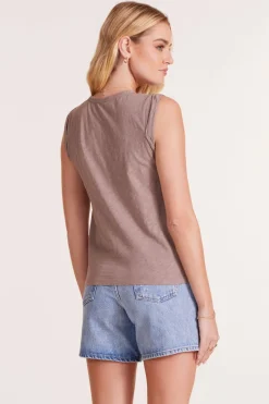 Tanks|Tops*bobi Los Angeles ROLL SLEEVE HENLEY MUSHROOM