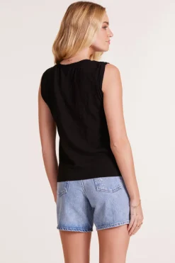 Tanks|Tops*bobi Los Angeles ROLL SLEEVE HENLEY BLACK
