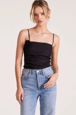 Tanks*bobi Los Angeles ROSE LINEN TUBE TOP BLACK