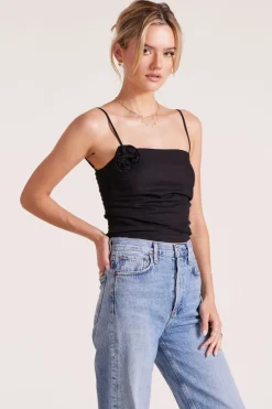 Tanks*bobi Los Angeles ROSE LINEN TUBE TOP BLACK