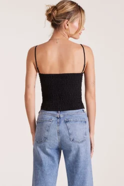 Tanks*bobi Los Angeles ROSE LINEN TUBE TOP BLACK