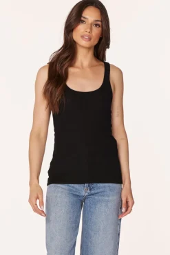 Tanks*bobi Los Angeles SCOOP NECK TANK BLACK
