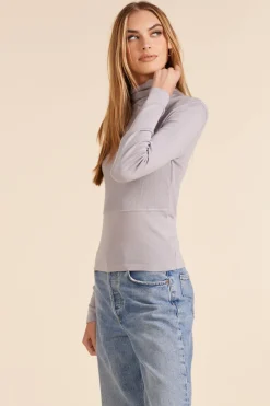 Tops*bobi Los Angeles SEAM DETAIL THERMAL TURTLENECK PEBBLE