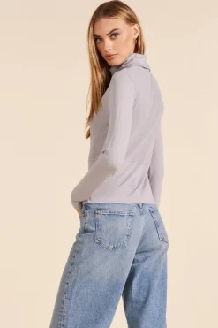 Tops*bobi Los Angeles SEAM DETAIL THERMAL TURTLENECK PEBBLE