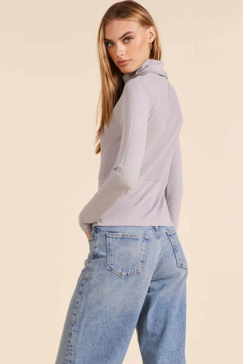 Tops*bobi Los Angeles SEAM DETAIL THERMAL TURTLENECK PEBBLE