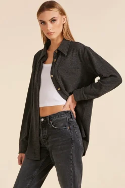 Outerwear|Tops*bobi Los Angeles SHACKET WITH POCKET BLACK