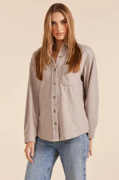 Outerwear|Tops*bobi Los Angeles SHACKET WITH POCKET TAN