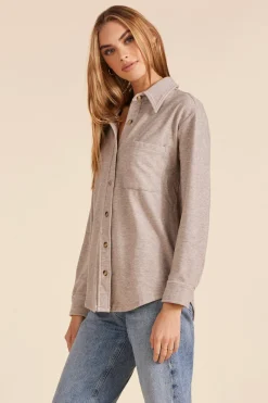 Outerwear|Tops*bobi Los Angeles SHACKET WITH POCKET TAN