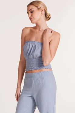 Tops*bobi Los Angeles SHIRRED DETAIL TUBE TOP WATER