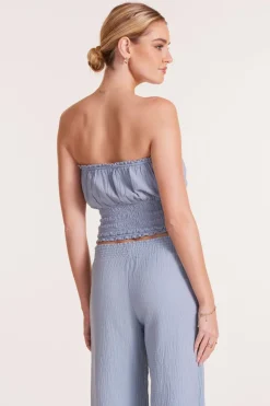 Tops*bobi Los Angeles SHIRRED DETAIL TUBE TOP WATER