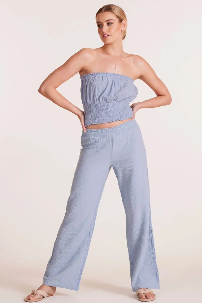 Tops*bobi Los Angeles SHIRRED DETAIL TUBE TOP WATER