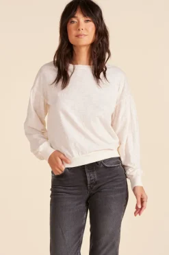 Tops*bobi Los Angeles SHIRRED SLEEVE DROP SHOULDER PULLOVER PARCHMENT