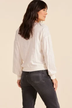 Tops*bobi Los Angeles SHIRRED SLEEVE DROP SHOULDER PULLOVER PARCHMENT