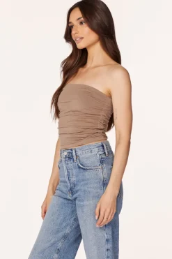 Tops*bobi Los Angeles SHIRRED TUBE TOP HAZELNUT