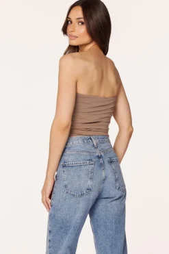 Tops*bobi Los Angeles SHIRRED TUBE TOP HAZELNUT