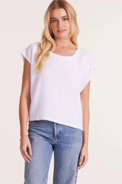 Tops*bobi Los Angeles SHORT SLEEVE DOLMAN TOP WHITE
