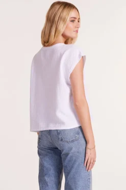 Tops*bobi Los Angeles SHORT SLEEVE DOLMAN TOP WHITE