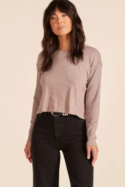 Tops*bobi Los Angeles SIDE RIBBED LONG SLEEVE TEE MUSHROOM