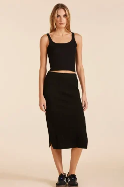 Bottoms*bobi Los Angeles SIDE SLIT SKIRT BLACK