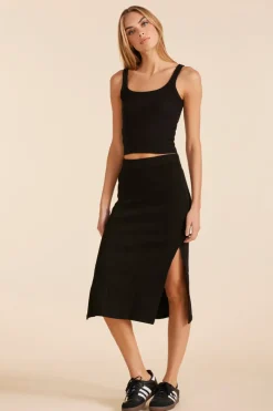 Bottoms*bobi Los Angeles SIDE SLIT SKIRT BLACK