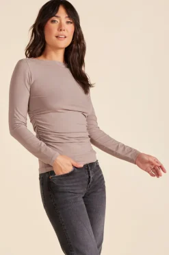 Tops*bobi Los Angeles SLASH NECK TOP MUSHROOM