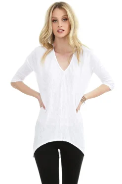 Tops*bobi Los Angeles 3/4 Sleeve High Low Tunic BLACK