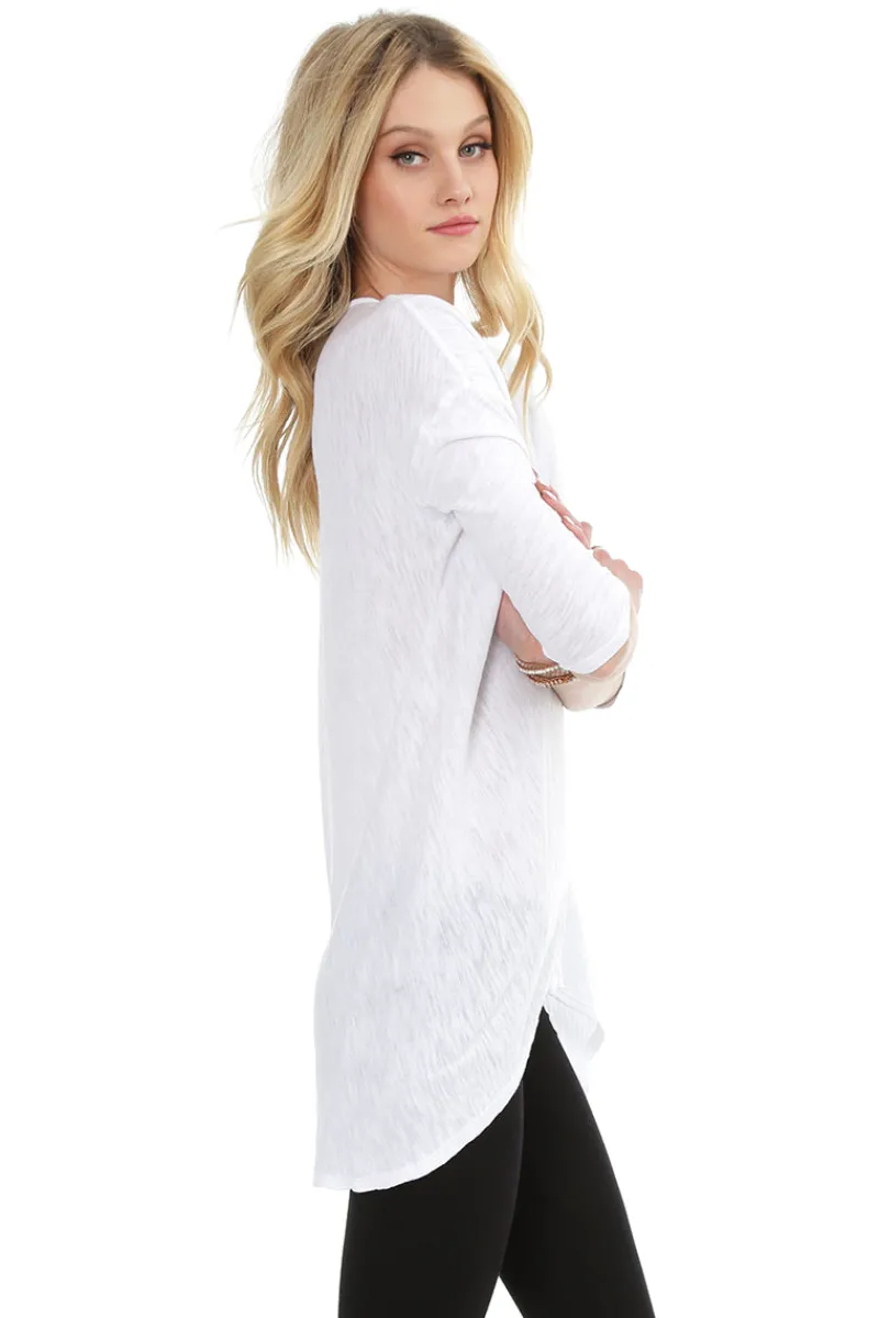 Tops*bobi Los Angeles 3/4 Sleeve High Low Tunic BLACK