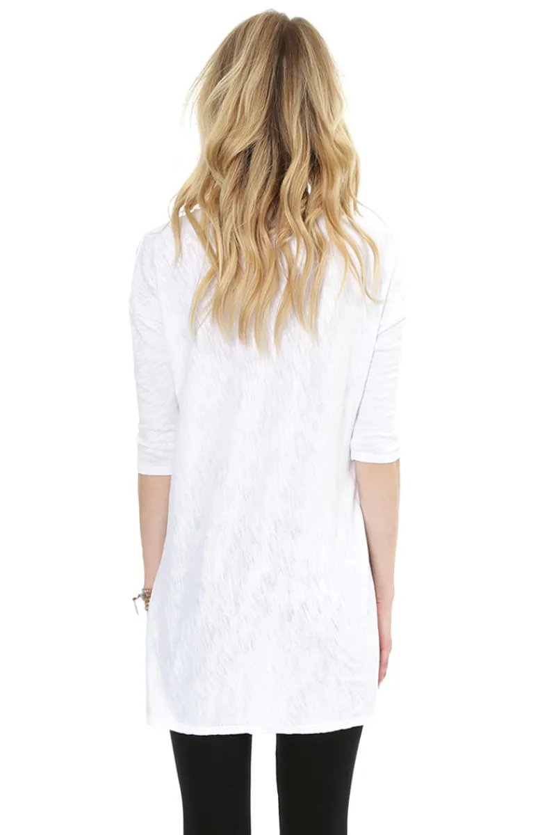 Tops*bobi Los Angeles 3/4 Sleeve High Low Tunic BLACK