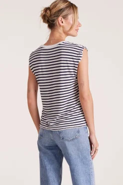 Tanks|Tops*bobi Los Angeles SLEEVELESS CREWNECK TEE NAVY STRIPE