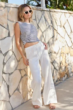 Tanks|Tops*bobi Los Angeles SLEEVELESS CREWNECK TEE NAVY STRIPE