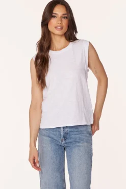 Tanks*bobi Los Angeles SLEEVELESS CREWNECK TOP WHITE